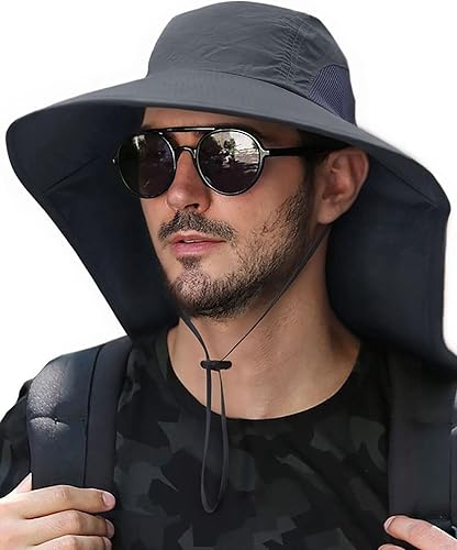 Miniatura 10 de CLAPE Sombreros de protección solar para hombres y mujeres, sombreros de pesca de ala ancha con solapa para el cuello, de secado rápido,