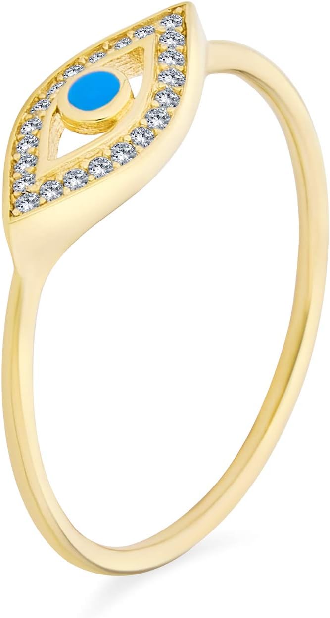 Bling Jewelry Minimalist 14K Rose Gold Plated .925 Sterling Silver Midi Knuckle 1MM Band Stackable Delicate CZ Halo Evil Eye Ring For Women Teen - Image 2