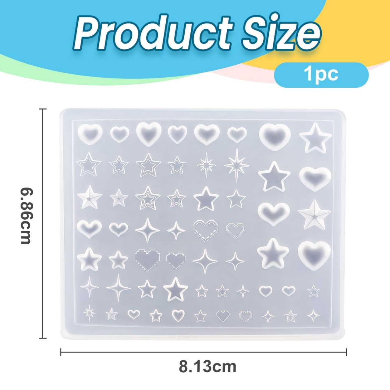 Plantillas de Uñas Y2k Corazón Estrellas Starburst, Molde de Silicona Arte Uñas Francesas
