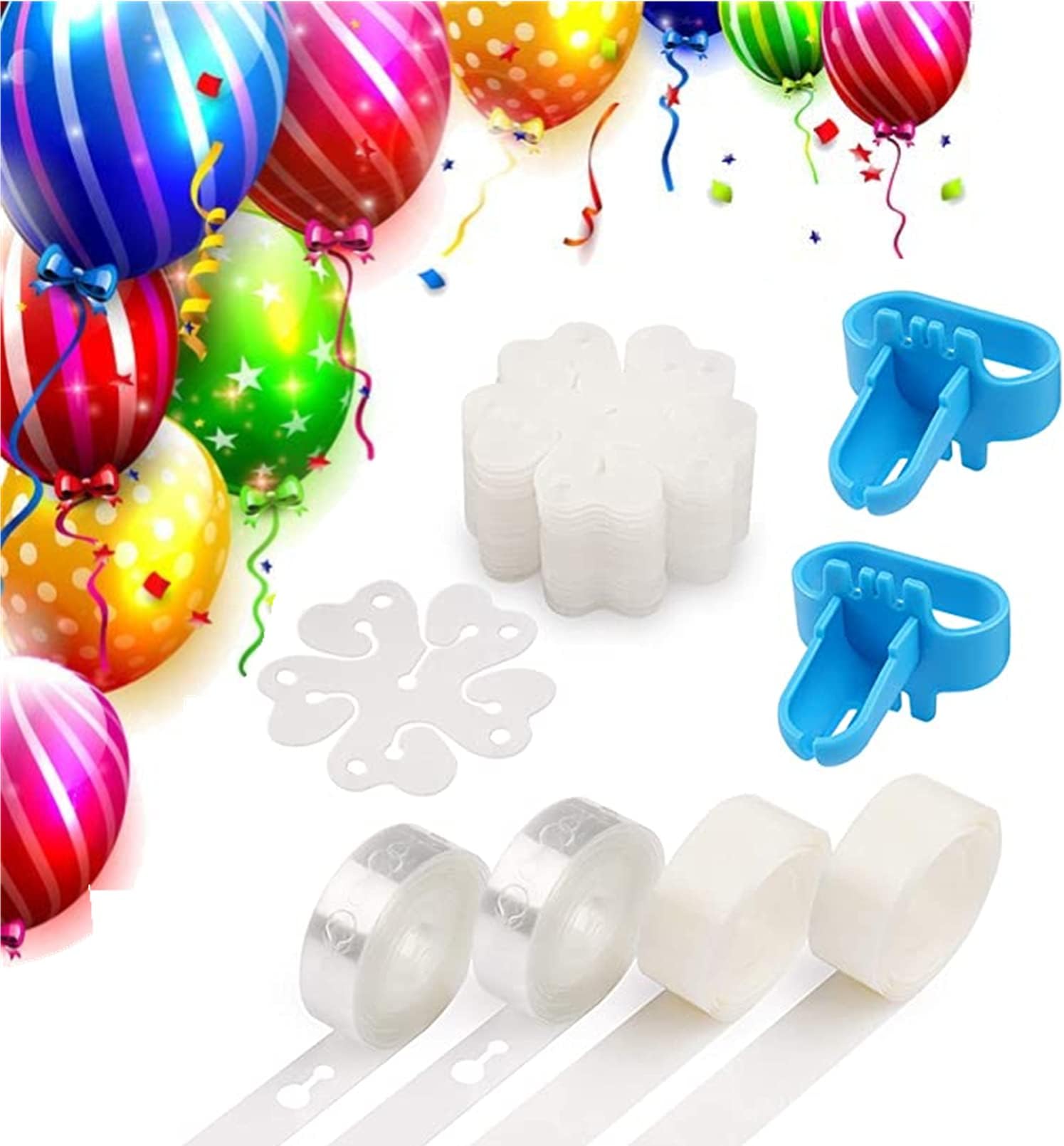 AM ANNA Balloon Arch Kit,Ballon Decoration Strip Decorating for Arch Garland 32Ft Balloon Tape Strip, 2 Pcs Tying Tool, 200 Dot Glue, 20 Flower Clip for Party Wedding Birthday (Balloon Arch Kit 27pcs)