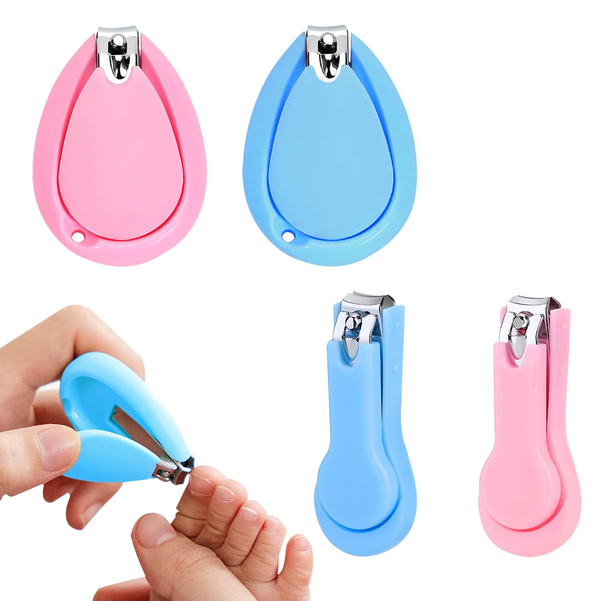 Nagelknipser, Edelstahl, Nagelknipser, Zehennagelknipser für Mädchen und Frauen, 4 Stück