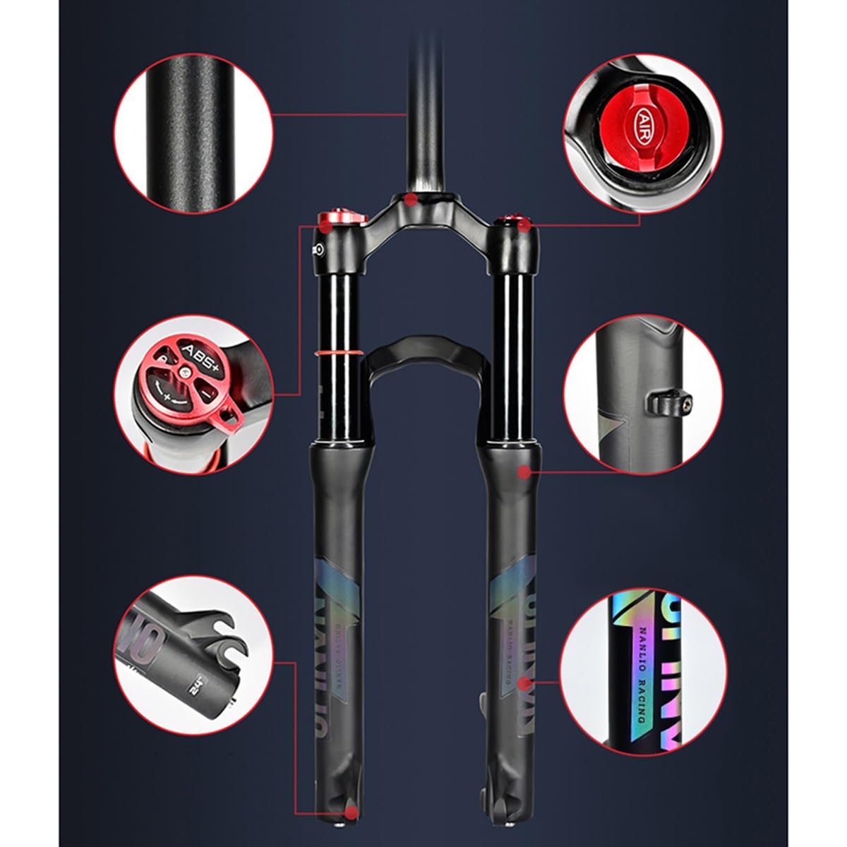 FukkeR VTT Fourche Avant 1-1/8 Tube Droit 20 24 Pouces Fourches Suspension Air XC Vélo De Montagne 100mm Voyager Dégagement Rapide QR 9×100mm Frein À Disque