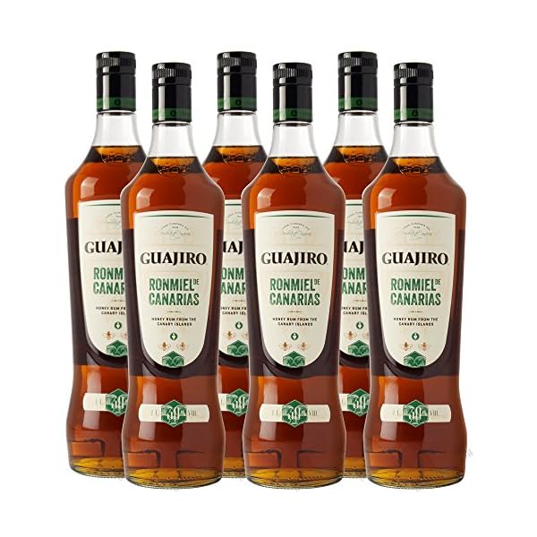 GUAJIRO Ron Miel Honig Rum 30% von den Kanaren Sparpaket 6 x 1 Liter