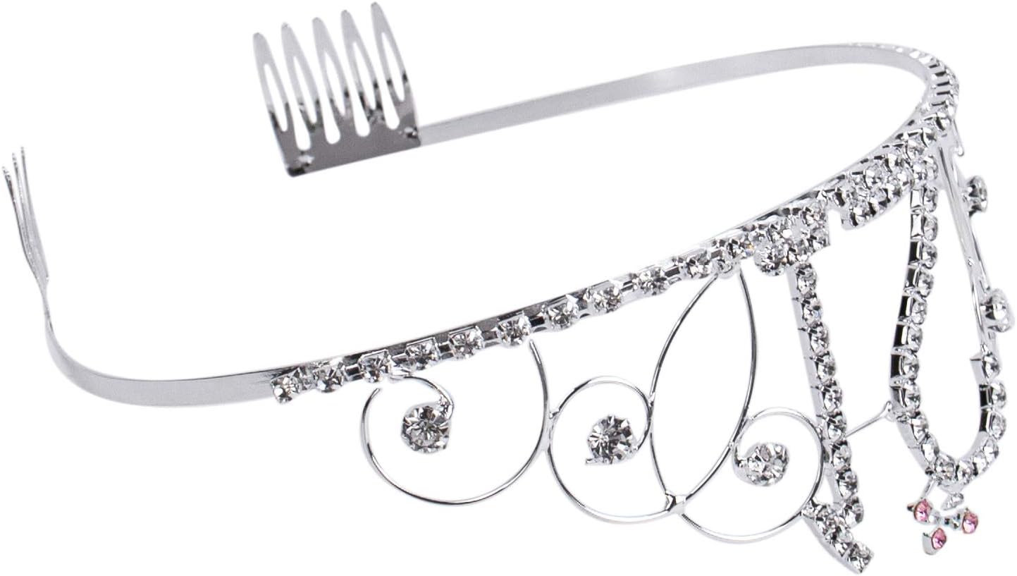 AUEAR, Crystal Princess Tiara Rhinestone Silver Crown Diamante for 21st Birthday Gift Decoration - Image 9