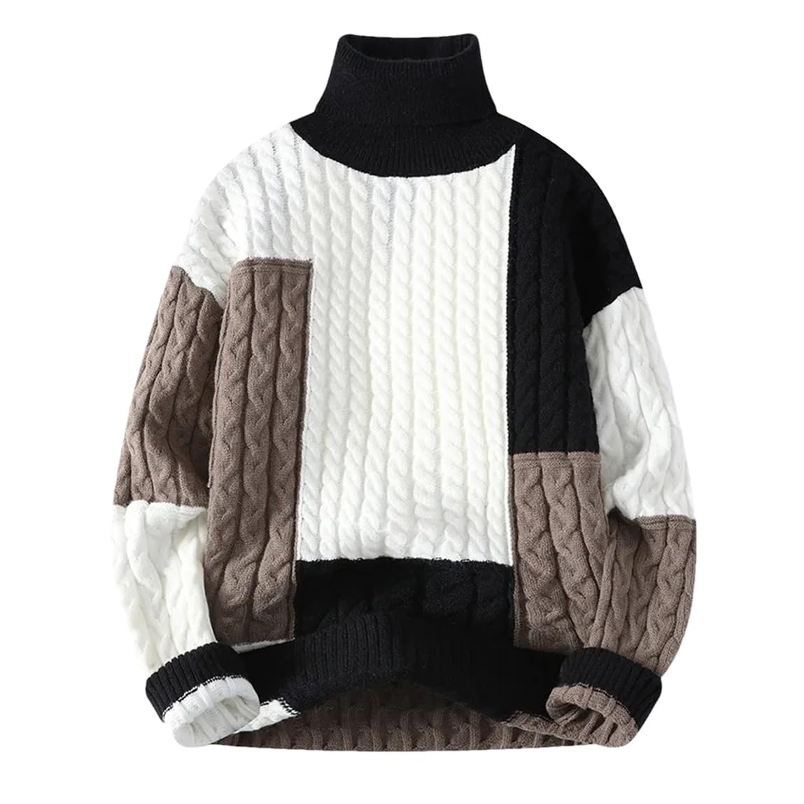 REHJJDFD Suéter de cuello alto para hombre de invierno para hombre, suéteres de punto casuales de manga larga