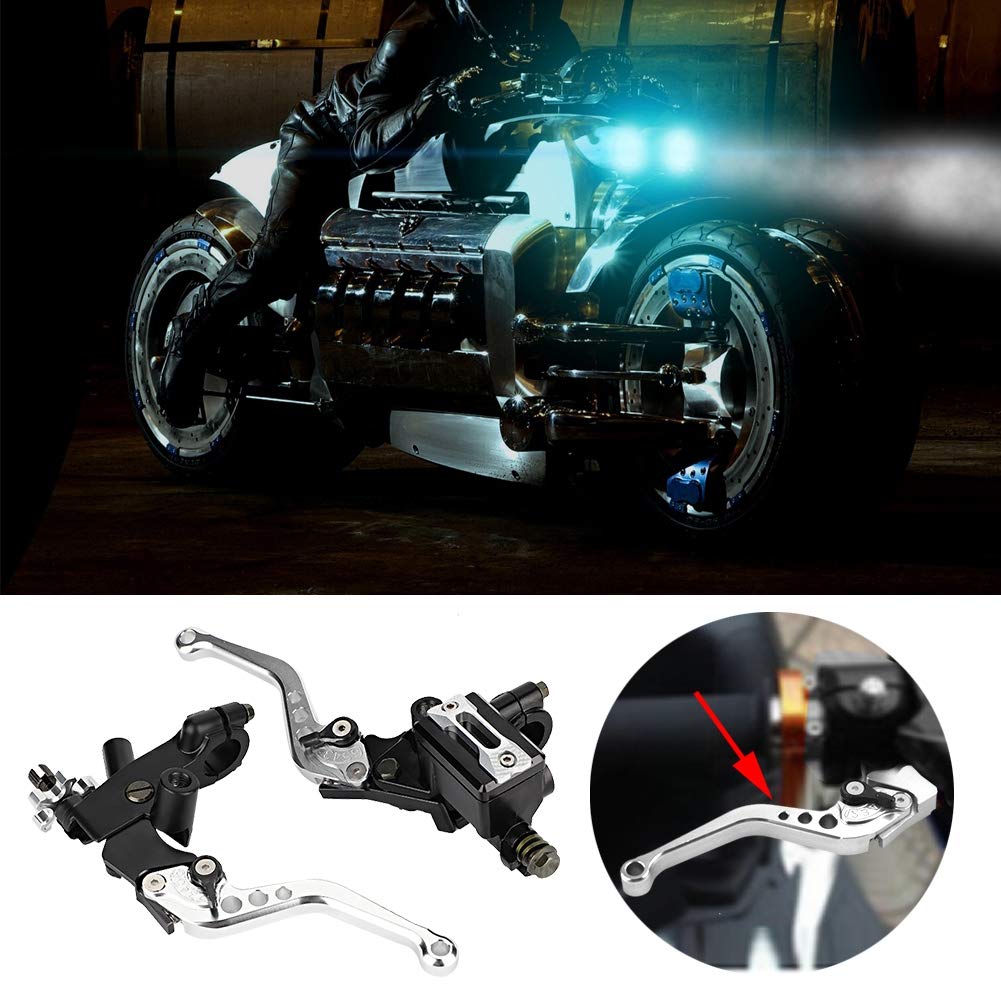 Qiilu 1 paio 7/8 "(22mm) leve freno serbatoio freno frizione moto universale(Silver)