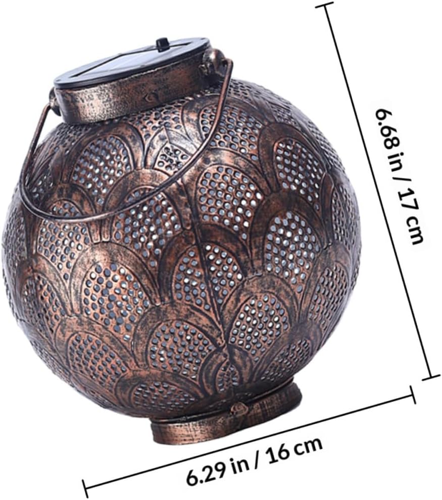 Artibetter 2pcs Outdoor Hanging Solar Lanterns Iron Garden Lights with Hollow Projection, Solar Powered Patio Yard Decorative Lighting for Walkways and Courtyards