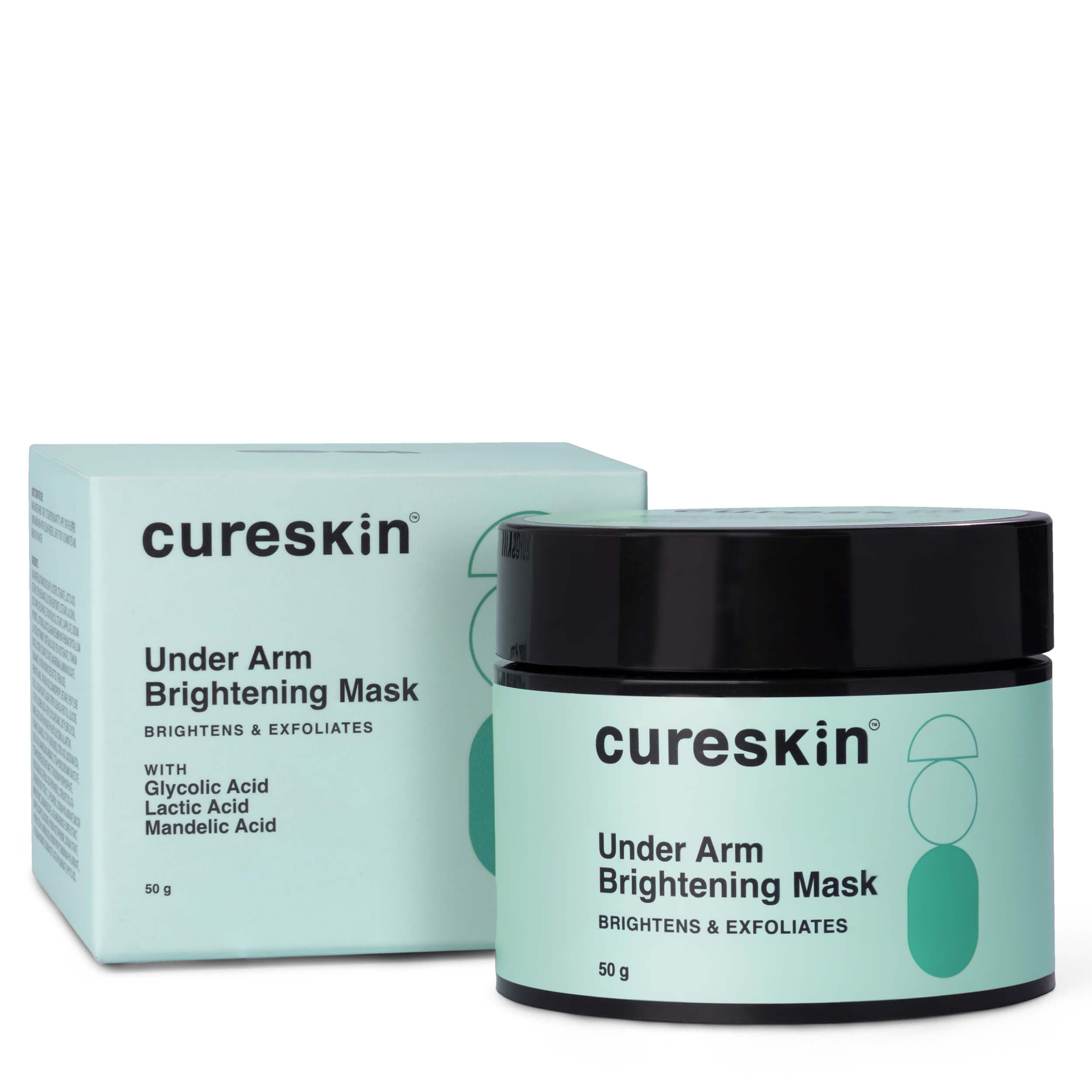 Cureskin Under Arm Brightening Cream Mask with Lactic Acid, Glycolic Acid & Malik Acid | Dark Underarms & Hyperpigmentation | Under arm Dark Removing Cream, 50 g (Pack of 1)