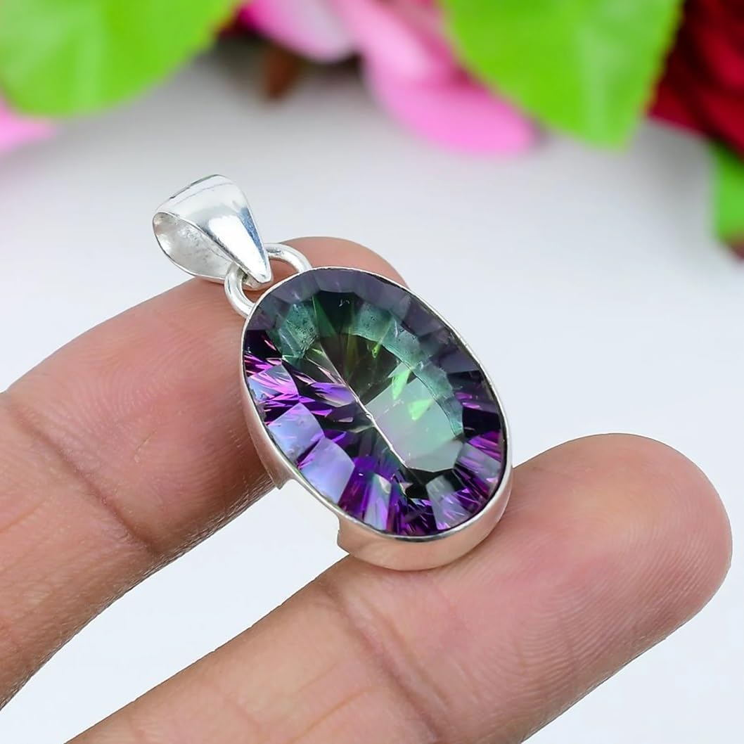 925 Sterling Silver Mystic Topaz Jewelry Set for Women – Oval Cut Ring, Earrings, Bracelet & Pendant – Colorful Gemstone Gift Set for Her - Image 4