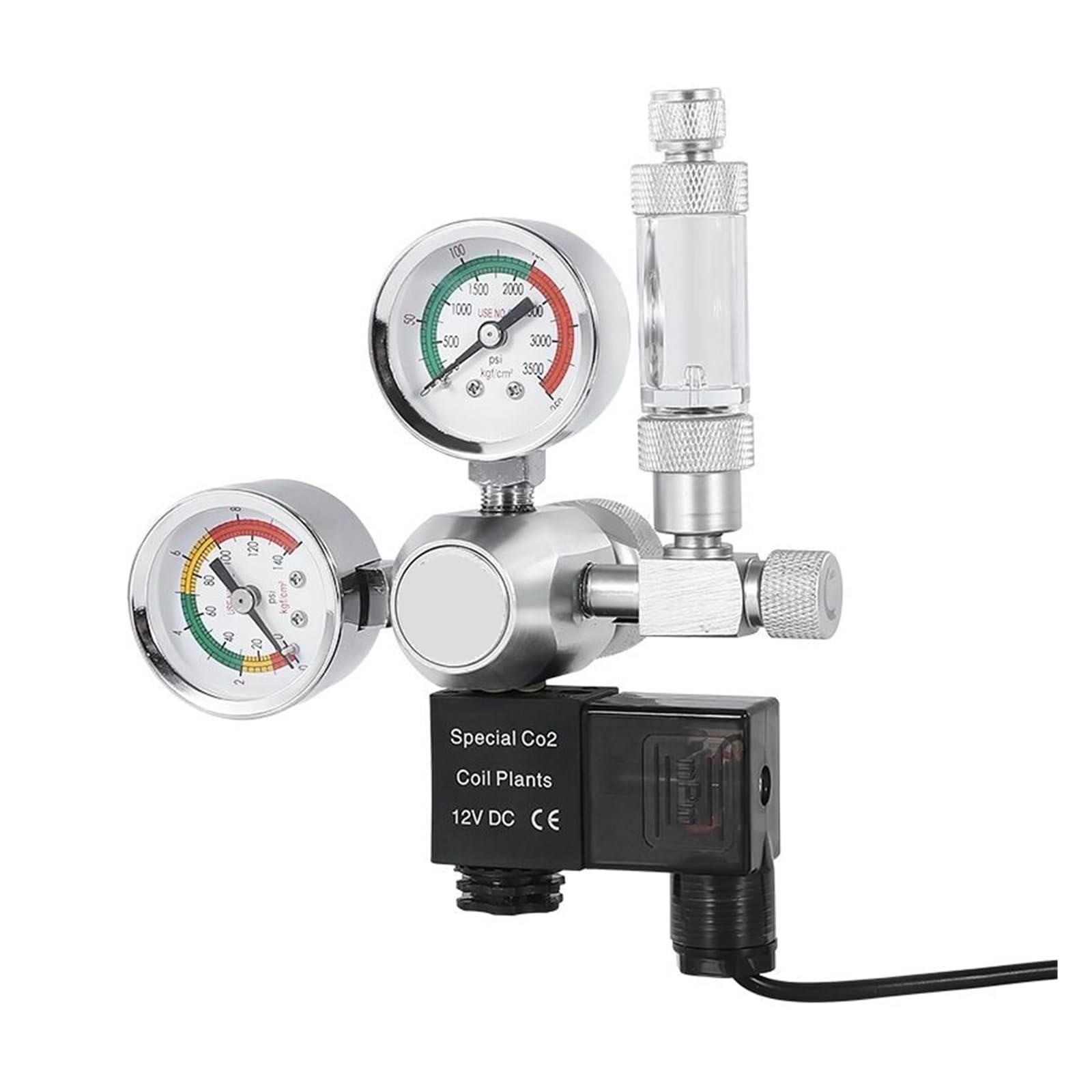 Regulador de CO2 for Acuario, regulador de dióxido de Carbono Resistente al Agua con medidores Grandes, solenoide Contador de Burbujas for Cilindro de Interfaz W21.8