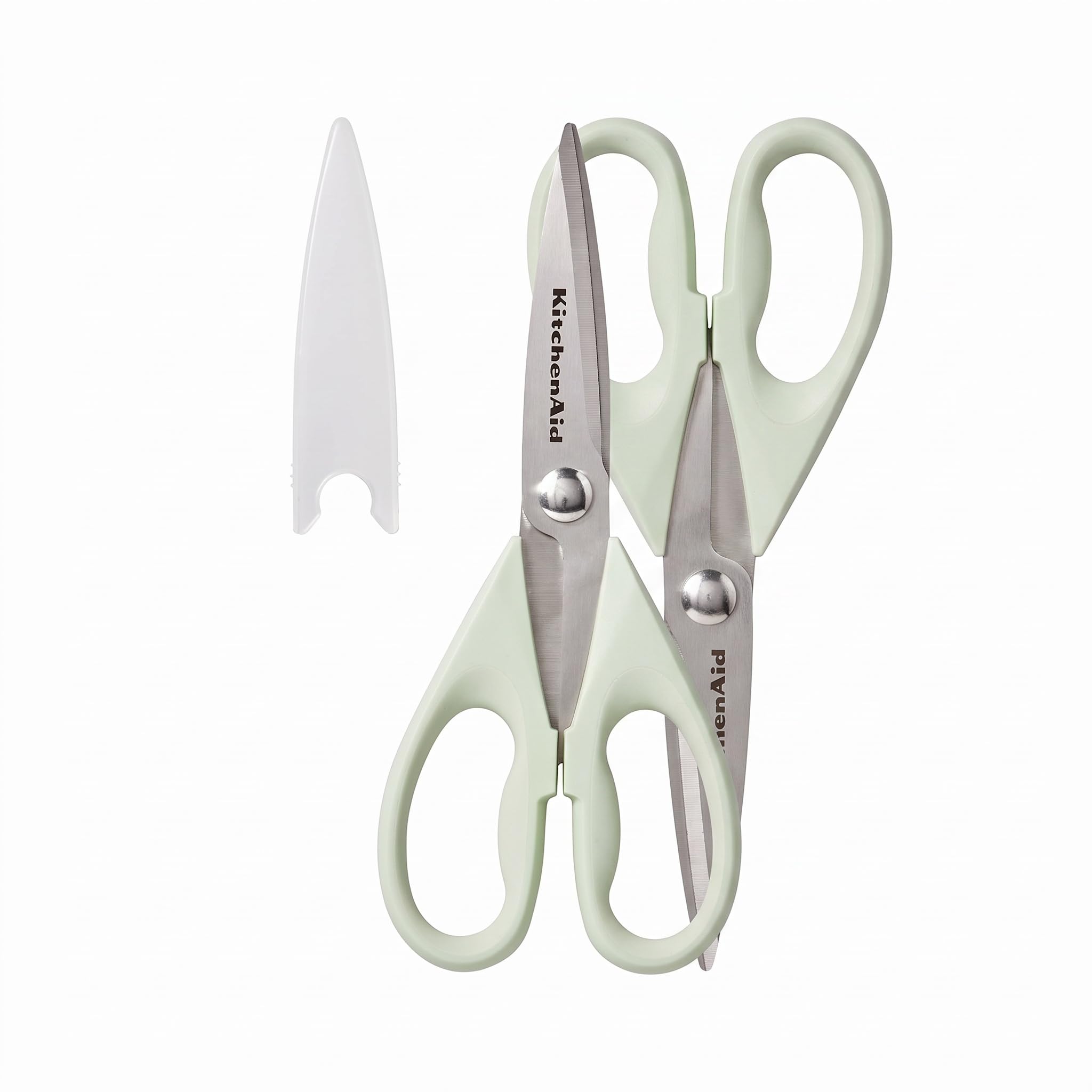 KitchenAid All Purpose Kitchen Shears with Protective Sheath Durable Stainless Steel Scissors,Dishwasher Safe,Soft Grip Comfort Handle,8.72 Inch,Pistachio,(Pack of 2)