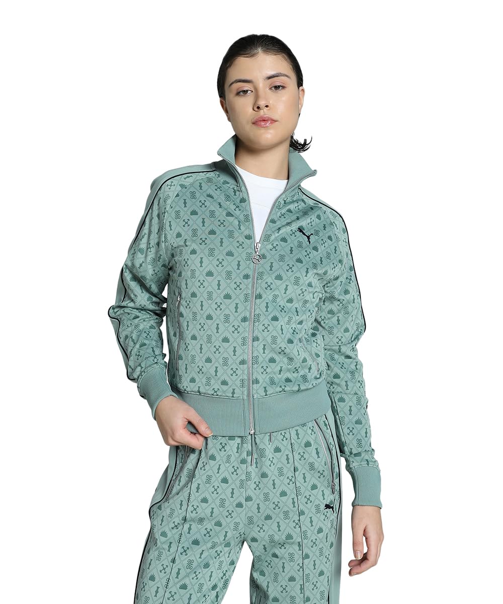 PUMA Road To Unity T7 Women's Sports Jacket S Green Moon AOP