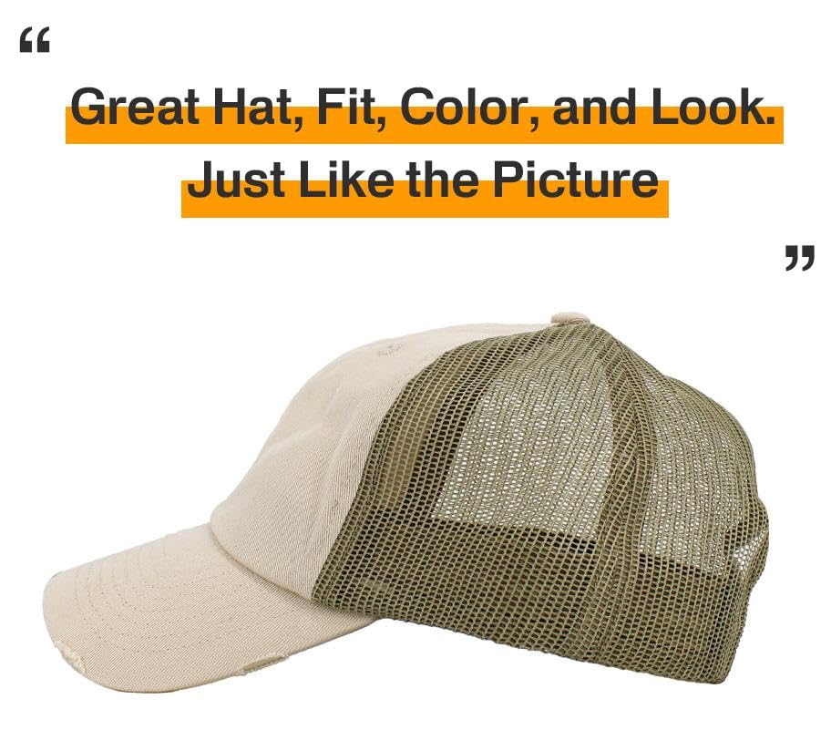 Image of KBETHOS Vintage Washed Distressed Cotton Dad Hat Baseball Cap Adjustable Polo Trucker Unisex Style Headwear