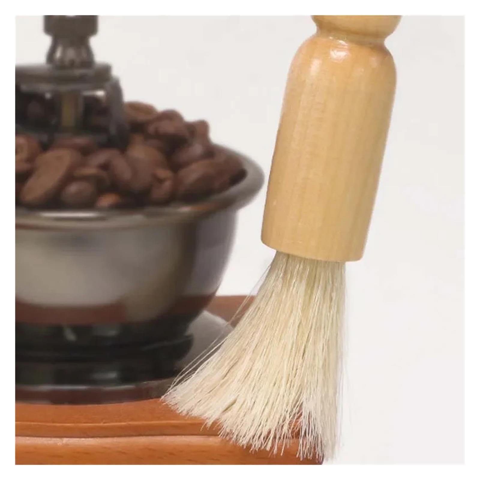 Spazzola per macchina da caffè con manico in legno e setole naturali