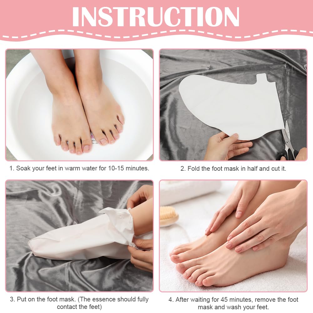 Maschera Piedi Idratante, 4 Paia Maschera Piedi ad Azione Idratante e Rigenerante, Calzini Idratanti per Riparazioni Cutanee Secche Invecchiamento Cracked Heels, per Piedi Lisci e Morbidi