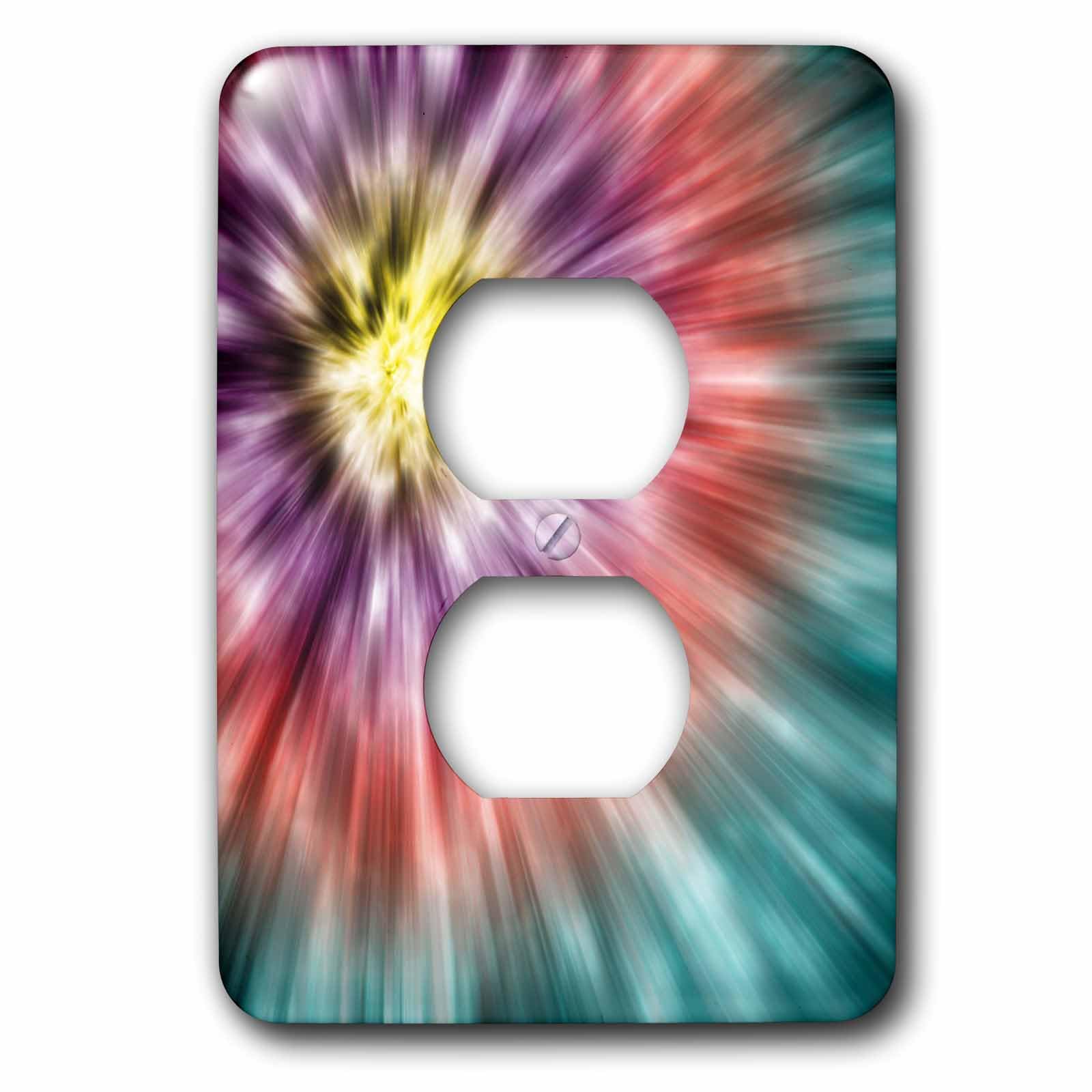Tie Dye 5 Starburst plaque murale multicolore pour double prise électrique
