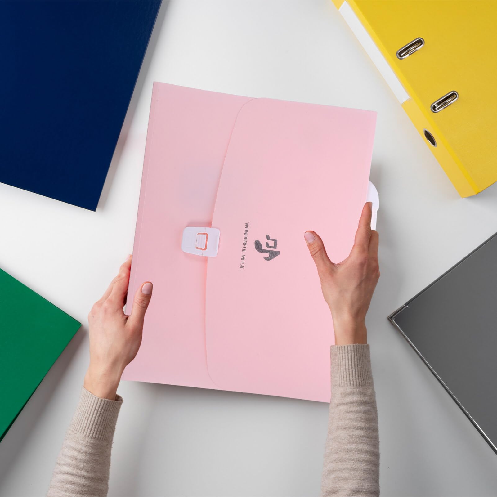 Organizador de carpetas en acordeón Carpeta de archivos expandible tamaño carta rosa 12,9 x 10,6 x 1 pulgada