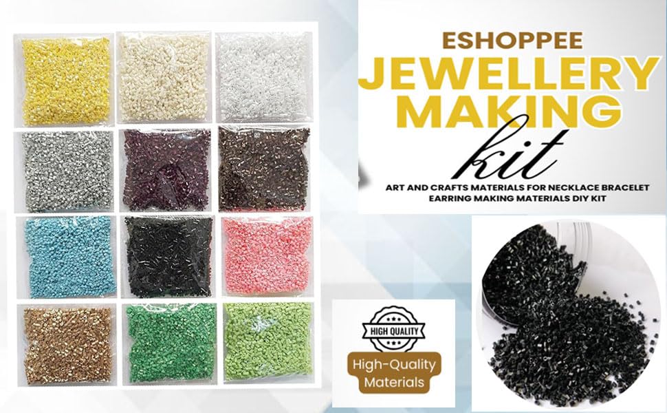 Image of eshoppee Multicolor Cut Pipe Glass Beads, 300 gm, 2 mm, 12 Colors