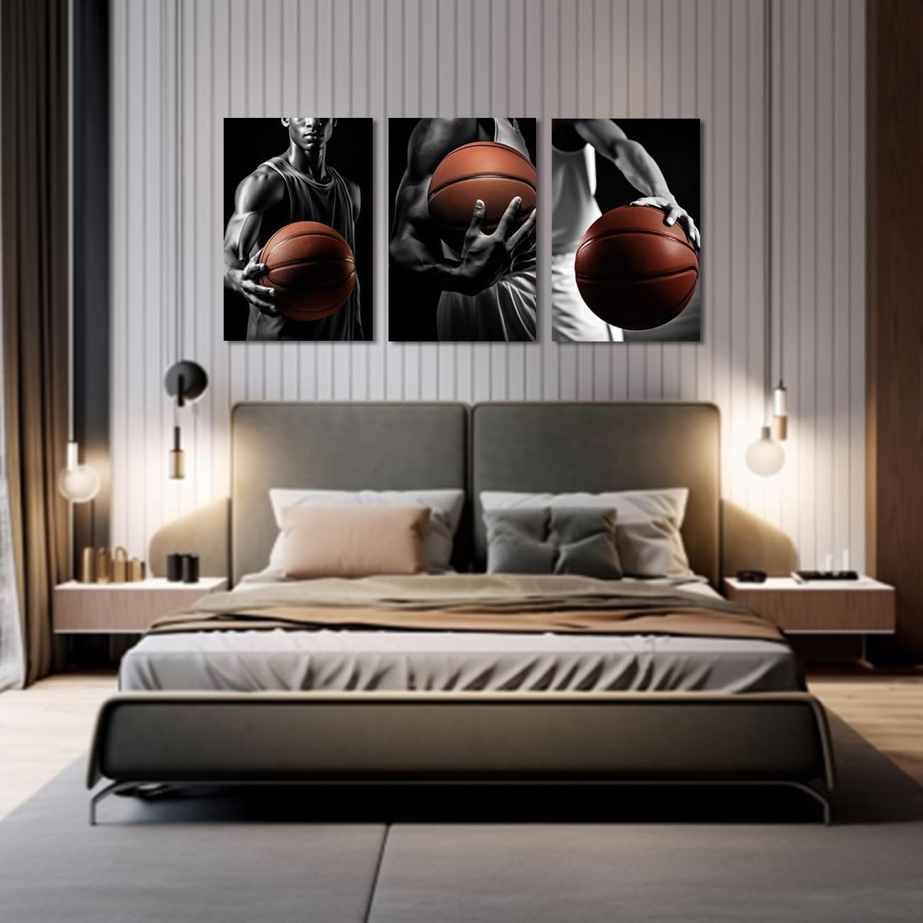 CXHOSTENT Basketball Canvas Wall Art 3 Pieces Black and White Sports Poster Art Prints Painting Basketball Pictures for Sports Fans Men Boys Room Decor (Sports-2, 11.00"x14.00"x3P)