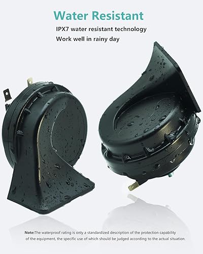 Miniatura 4 de NEOGET Horns - Bocina de coche de 12 V súper fuerte, eléctrica impermeable, tono alto y bajo, ajuste para cualquier vehículo de 12 voltios, kit de
