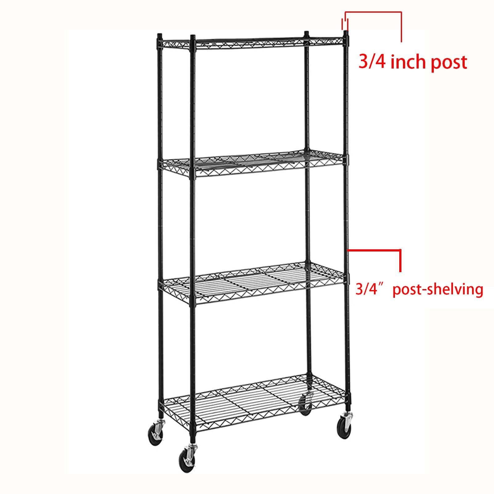 Ruote per scaffalature in filo metallico, diametro 7,6 cm, set da 4, ruote a rulli per scaffalature, ruote per scaffali in filo metallico, ruote industriali per scaffalature in filo metallico, nere,