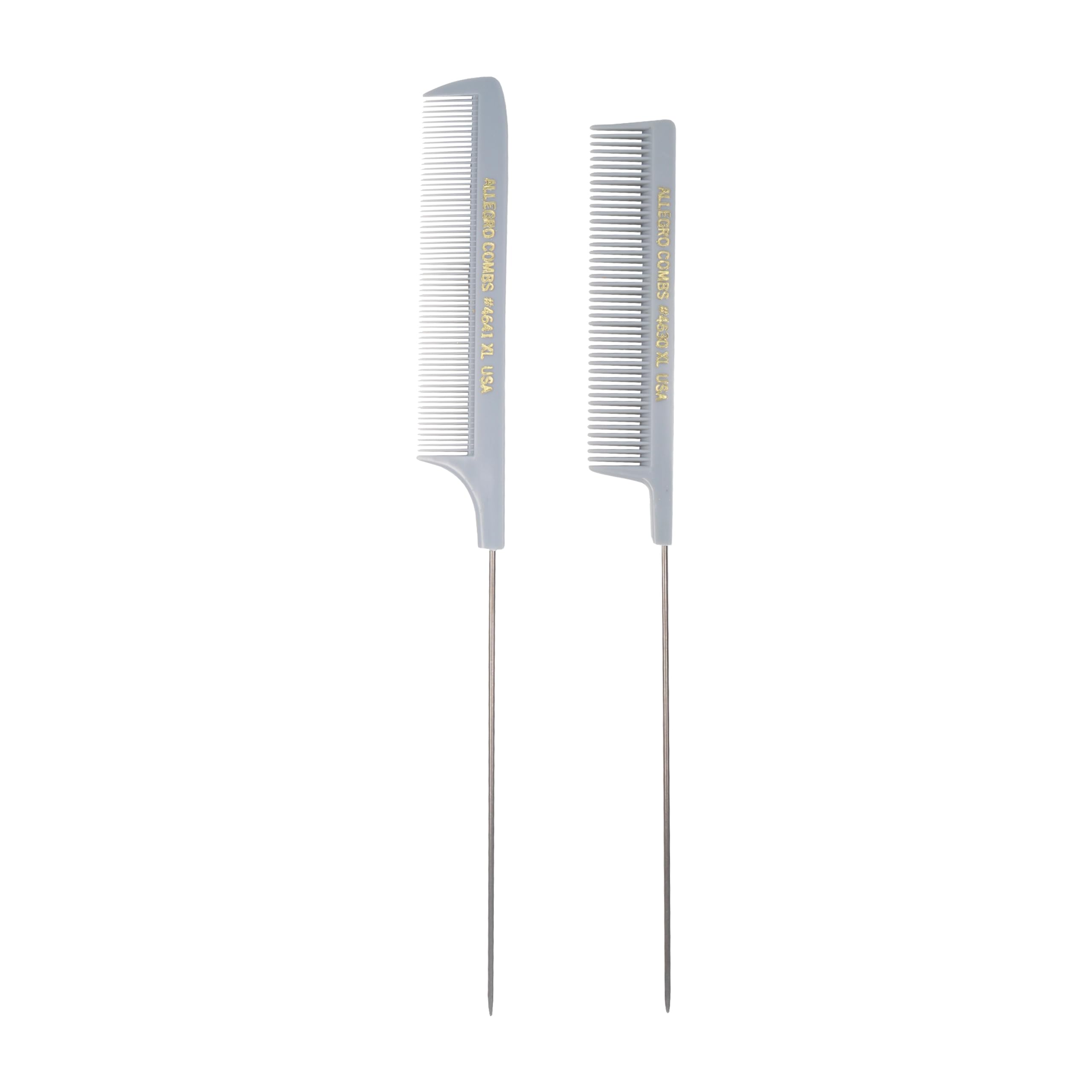 Allegro Combs XL Rattenschwanzkämme Pintail Trennkämme Metall Schwanztrennkämme Aluminium Stichkämme Zopfstich Kämme 2 Stück (Grau)