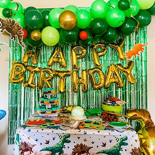 PartyWoo 3 stuks groen gordijn, metallic folie tinsel deur franje voor verjaardag bruiloft foto achtergrond, groen-1295 - Image 5