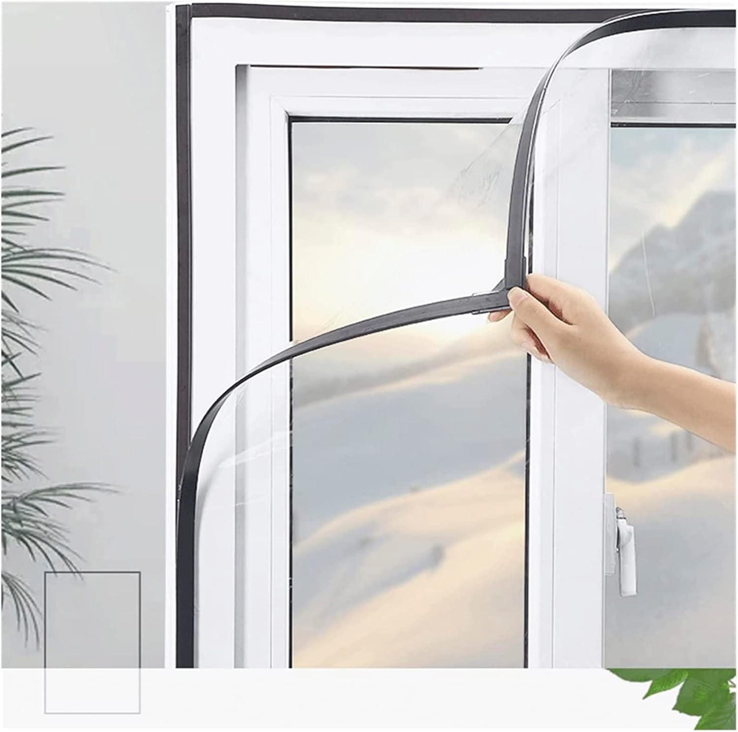 Magnetic Window Insulation Film, Thicken Transparent Window Thermal Film for Winter, Windproof Window Sealing Kit for Indoor, Convenient Handles, Punch Free, Reusable,180x200cm/70x78in