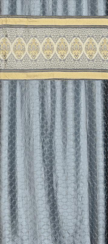 Image of Exporthub Set of 2 Pc Heavy Quality Premium Curtains Flowers Patch Design Grey Color Window Curtains - Window - 6 feet (EHSPR957 64)