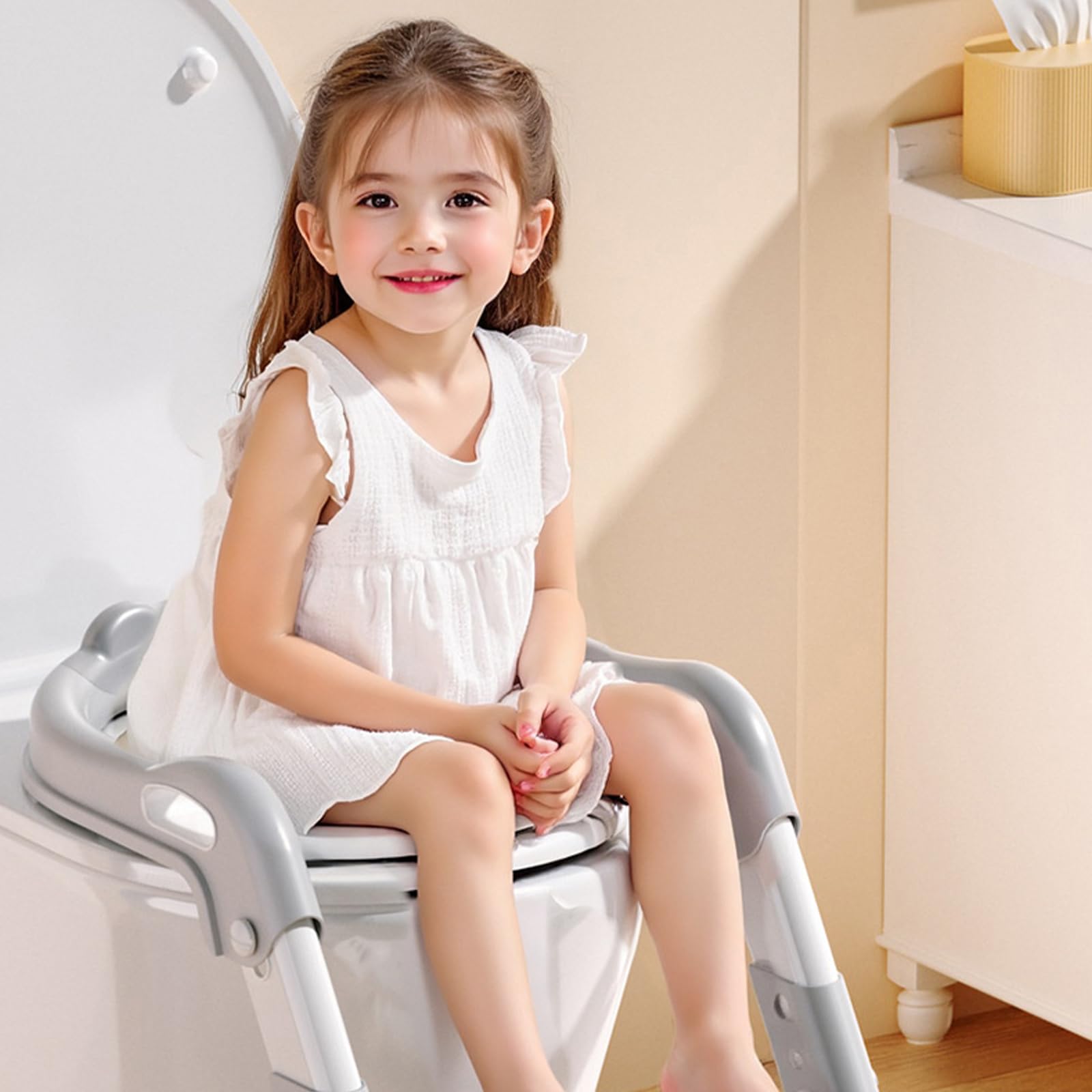 3-fach höhenverstellbarer Töpfchentrainingshocker für Kleinkinder, faltbare Trittleiter, rutschfeste Basis, ergonomisches Design, Toilettensitz, Tritthocker, Toilettensitz
