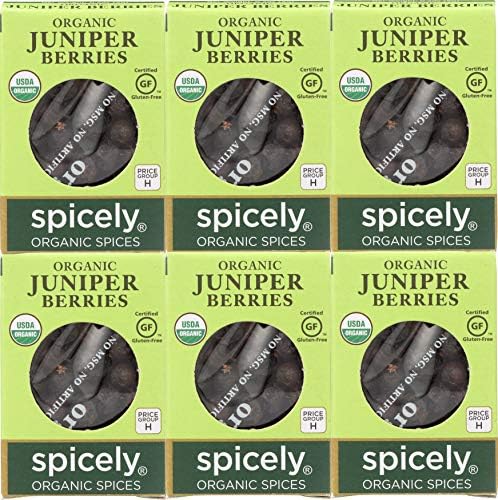 Spicely OrganicsJuniper Berries Spice, Gluten Free, Kosher, 0.2 Ounces (Pack Of 6)