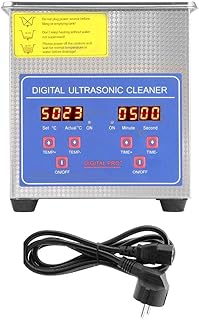 Nettoyeur à Ultrasons, Bac a Ultrason, Dispositif de Nettoyage de Nettoyeur à Ultrasons Acier Inoxydable + Panier 220V Prise EU pour Pièces de Lunettes de Bijoux, Nettoyage de Pièces Métalliques