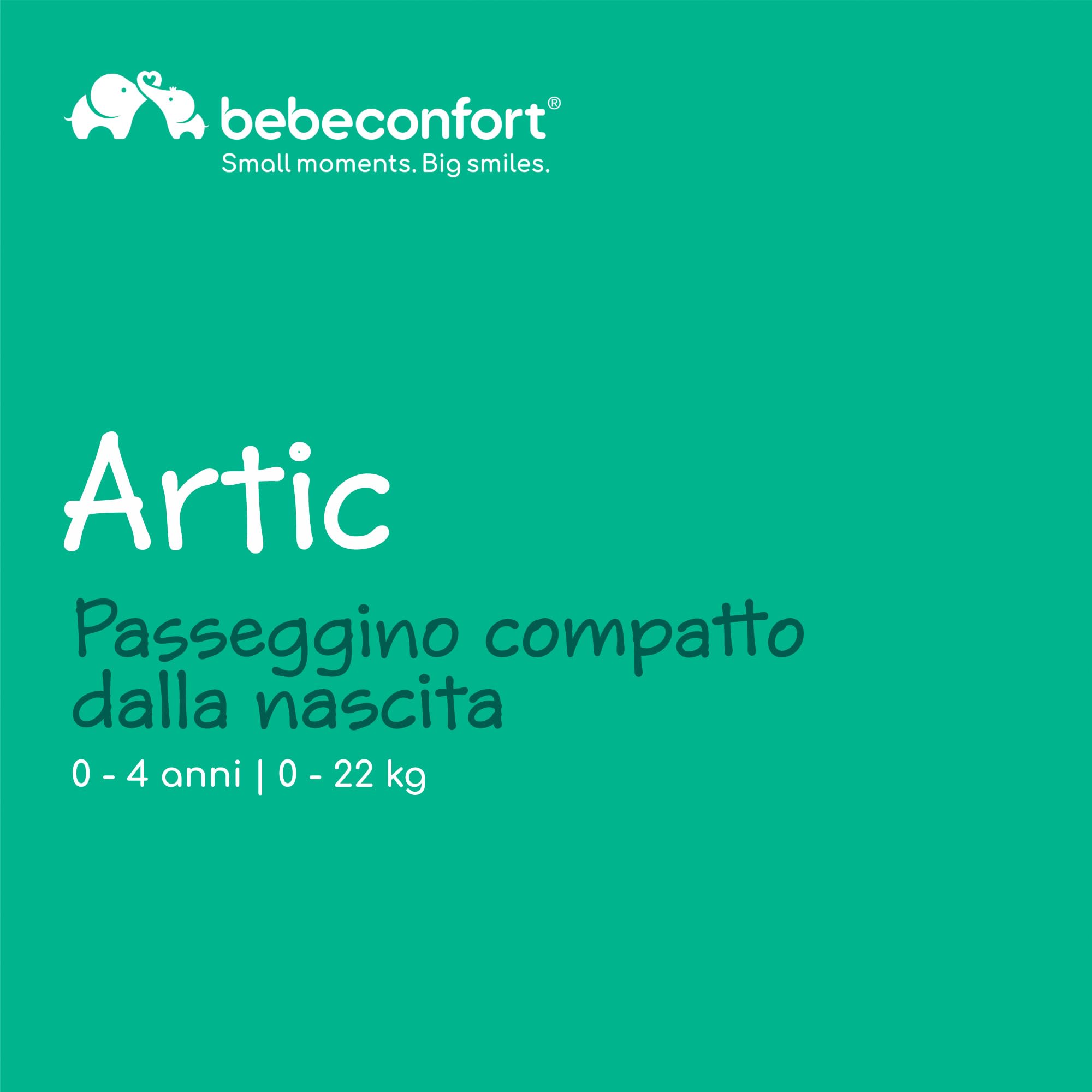 Bebeconfort Artic, Passeggino Reclinabile, 0-22 kg, Mineral Graphite | Passeggino Compatto e Confortevole, 0-4 Anni, Ruote All-Terrain Antiforatura, Chiusura a Una Mano, Ampio Cestello da 5kg