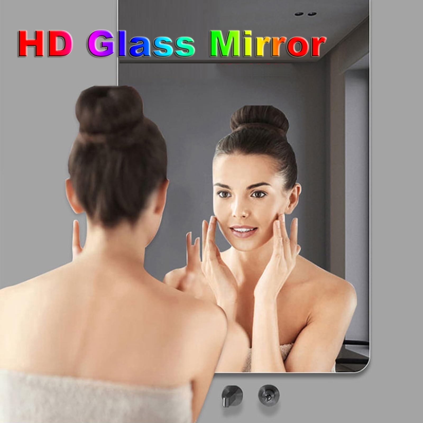 Specchio Espejo de pared rectangular giratorio de 360°, espejo de maquillaje con marco de metal de alta definición, espejo de baño retráctil con función antiexplosión, elegante y funcional (color