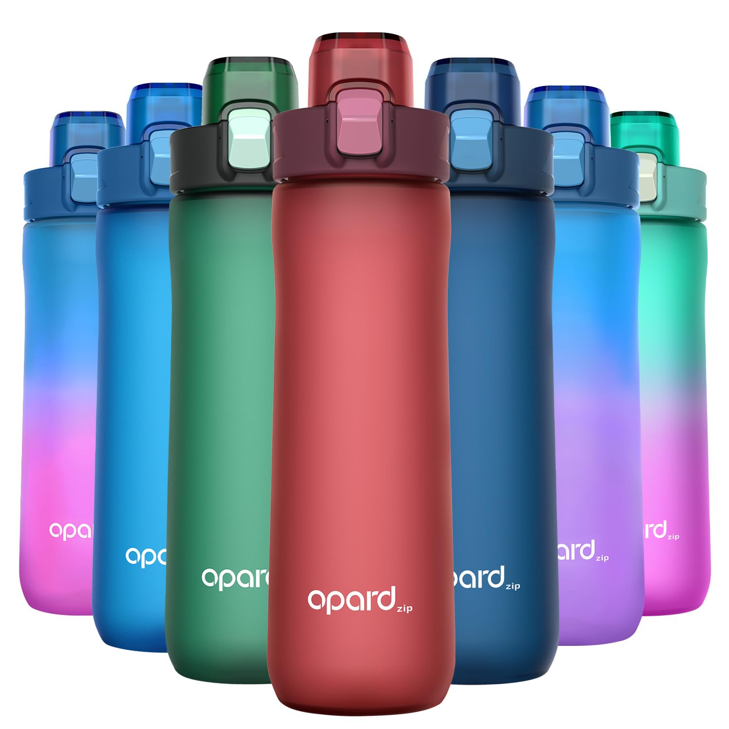 Opard Zip 600ml Plastic Water Bottle Dishwasher Safe, Leakproof Flip-Top Lid, BPA Free Tritan, Wide Mouth Reusable Kids Water Bottle for School Hiking Commuting Outdoor Travel and Gym