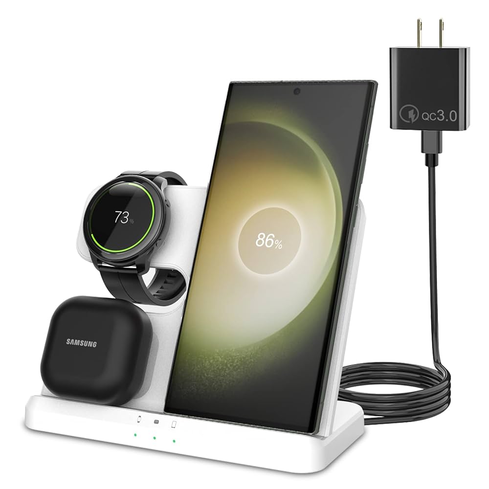Amazon.com: 3 合1 無線充電器適用於Samsung 三星S23 Ultra 充電