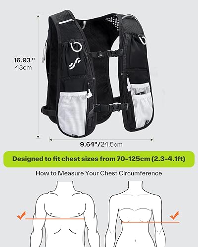 Miniatura 3 de Sportneer Mochila de hidratación chaleco para correr con vejiga de agua de 1.5 L y tiras reflectantes, chaleco de hidratación ligero para correr,