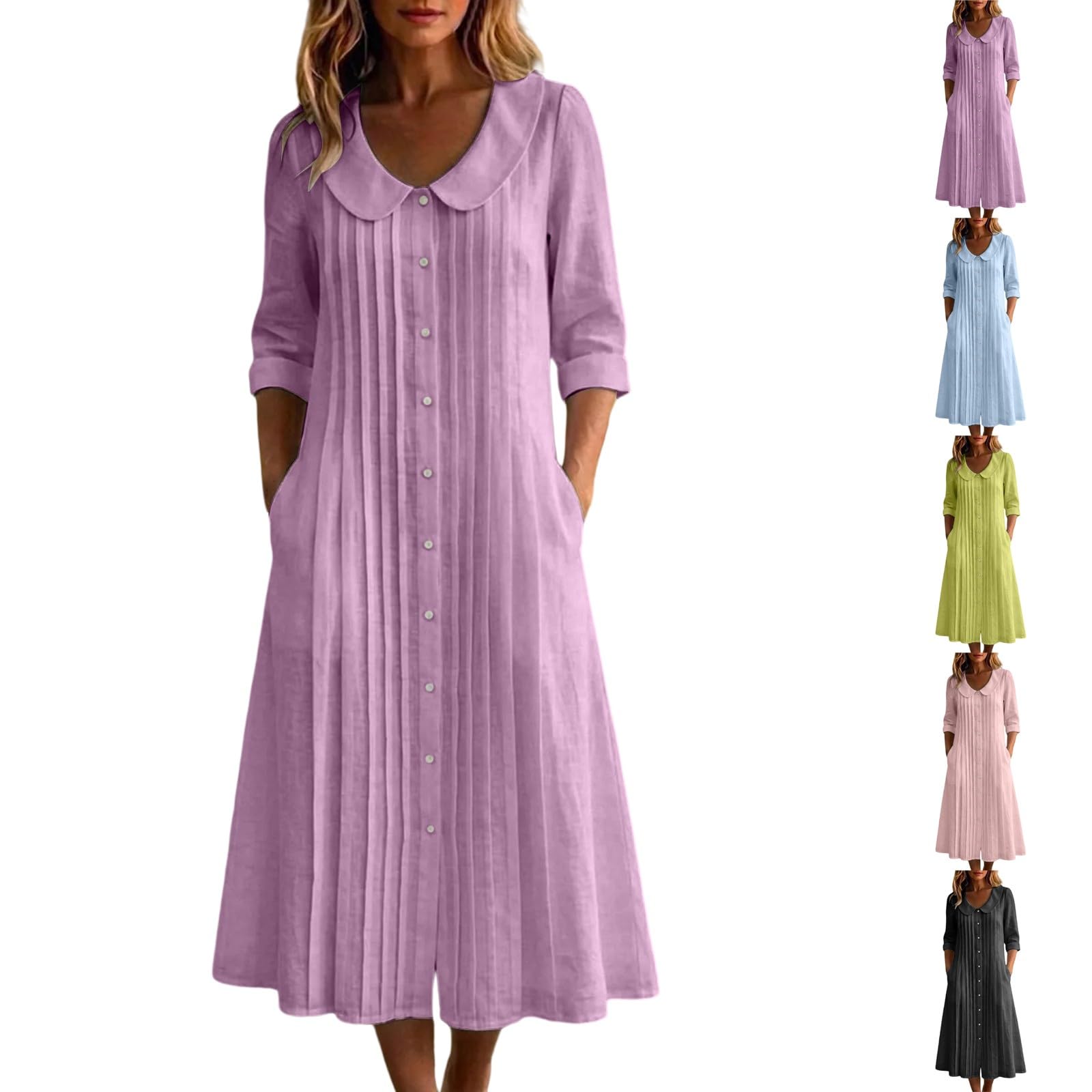 Vestido de lino para mujer, vestido de playa para mujer, vestido de