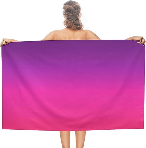 Nosarte Toalla de playa con diseño degradado morado y rosa, 31 x 51 pulgadas, toallas de playa de microfibra de secado rápido y sin arena para