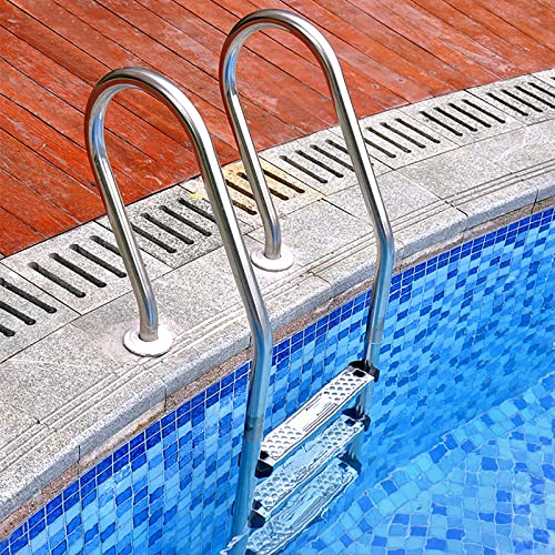 Escalera para piscina de acero inoxidable, 3 peldaños con paso antideslizante miniatura 7