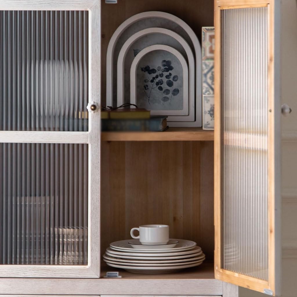 Sideboard Cabinet Retro Simple Carved Glass Storage Dining Sideboard Home Living Room Integrated Glass Cabinet Sideboard Cabinet with Drawers