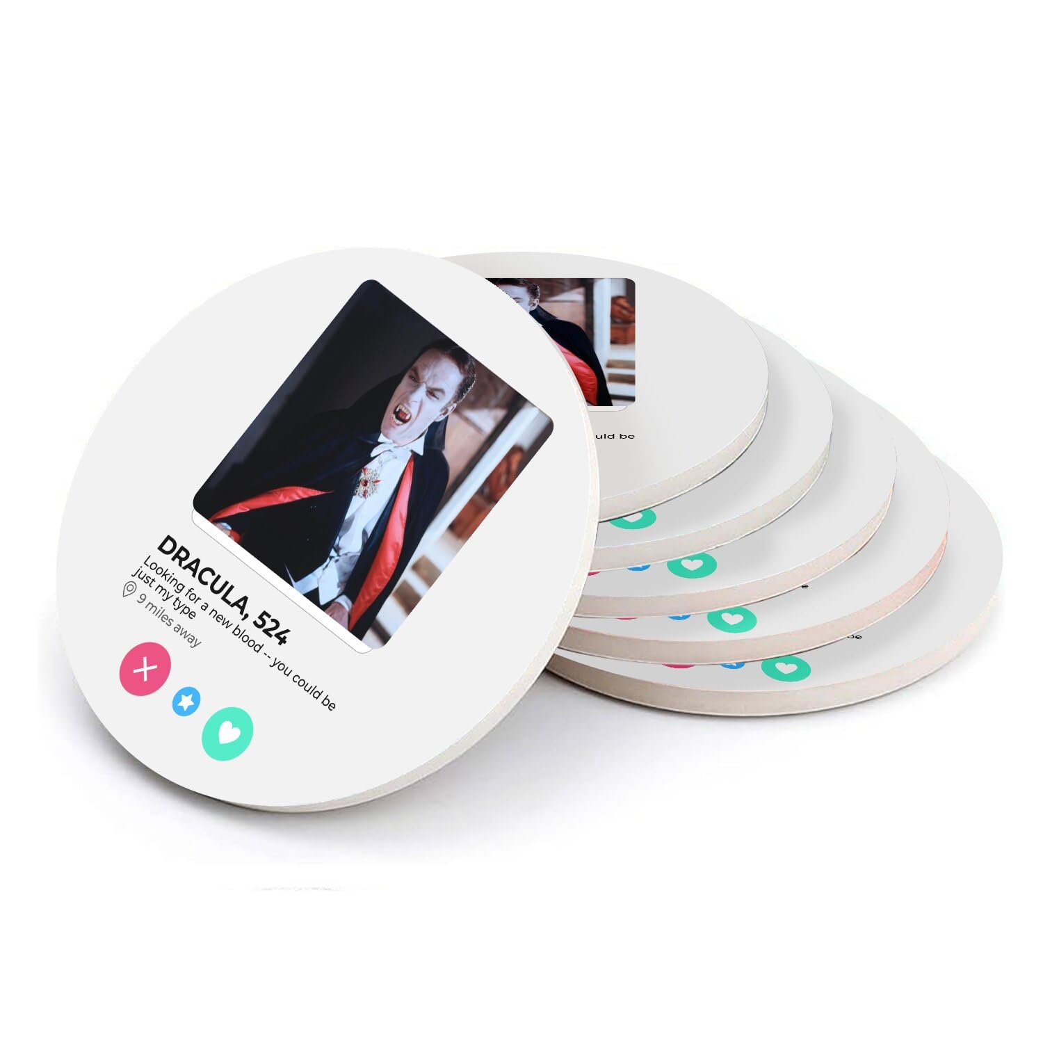 Sous verre ronds en céramique Dracula le cadeau idéal pour fan de cinéma gothique
