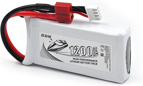 Miniatura 7 de Paquete de 2 baterías LiPo de 11.1 V 1200 mAh 30C con enchufe en T de repuesto para WLtoys WL915 WL915-A RC Racing Boat