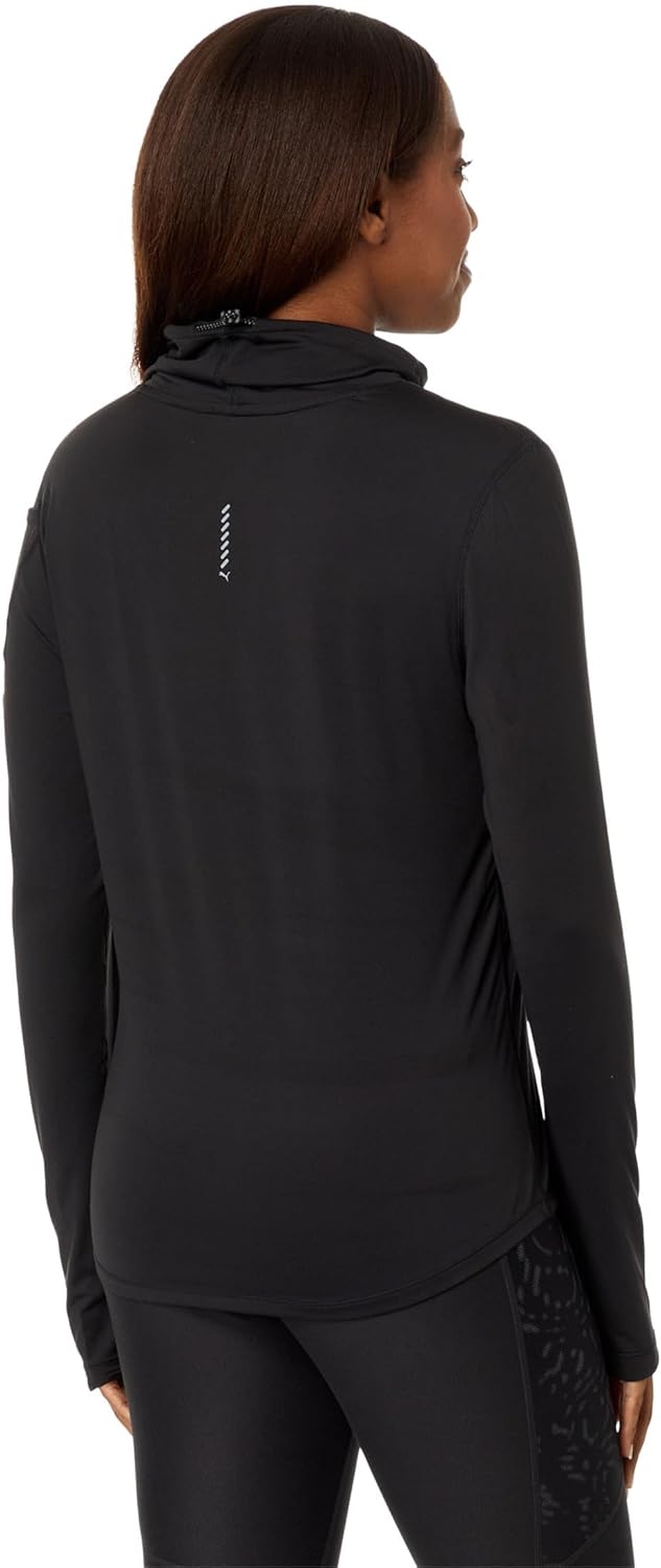PUMA Womens Run Brushed Cloudspun Long Sleeve Shirt Running Casual Tops Lightweight - Black