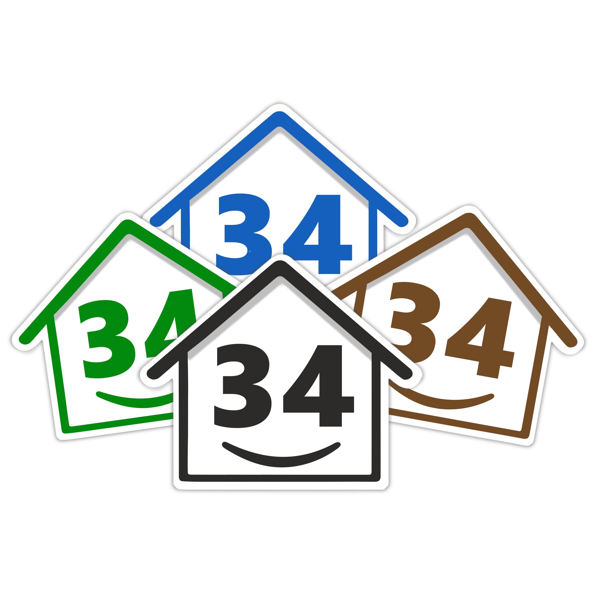 4 x Bin Numbers for Wheelie Bins, 1-99, 15cm ‘Happy House’ Colour Design Dustbin Stickers, Easy Application Stick On Number Stickers - Weatherproof Self Adhesive Vinyl – Blue, Black, Green, Brown (25) — view 83