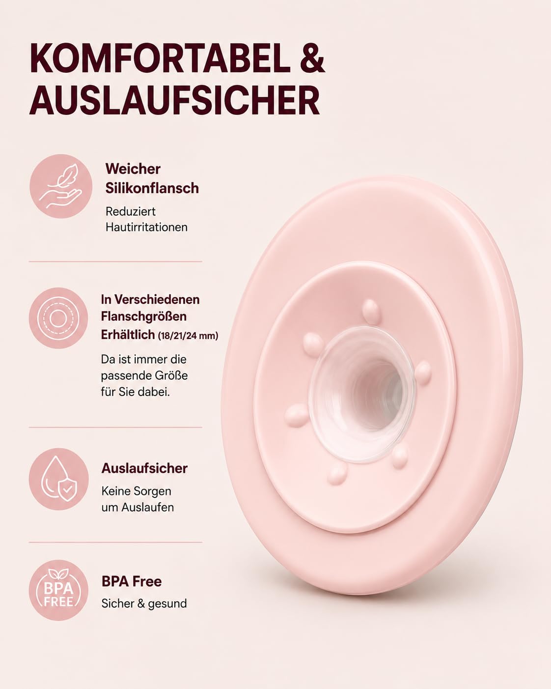 Tire-lait électrique mains libres portable rose (1 paquet) | 4 modes et 12 niveaux sans BPA, rechargeable, avec brides de 18/21/24 mm et accessoires, pour la maison et les déplacements