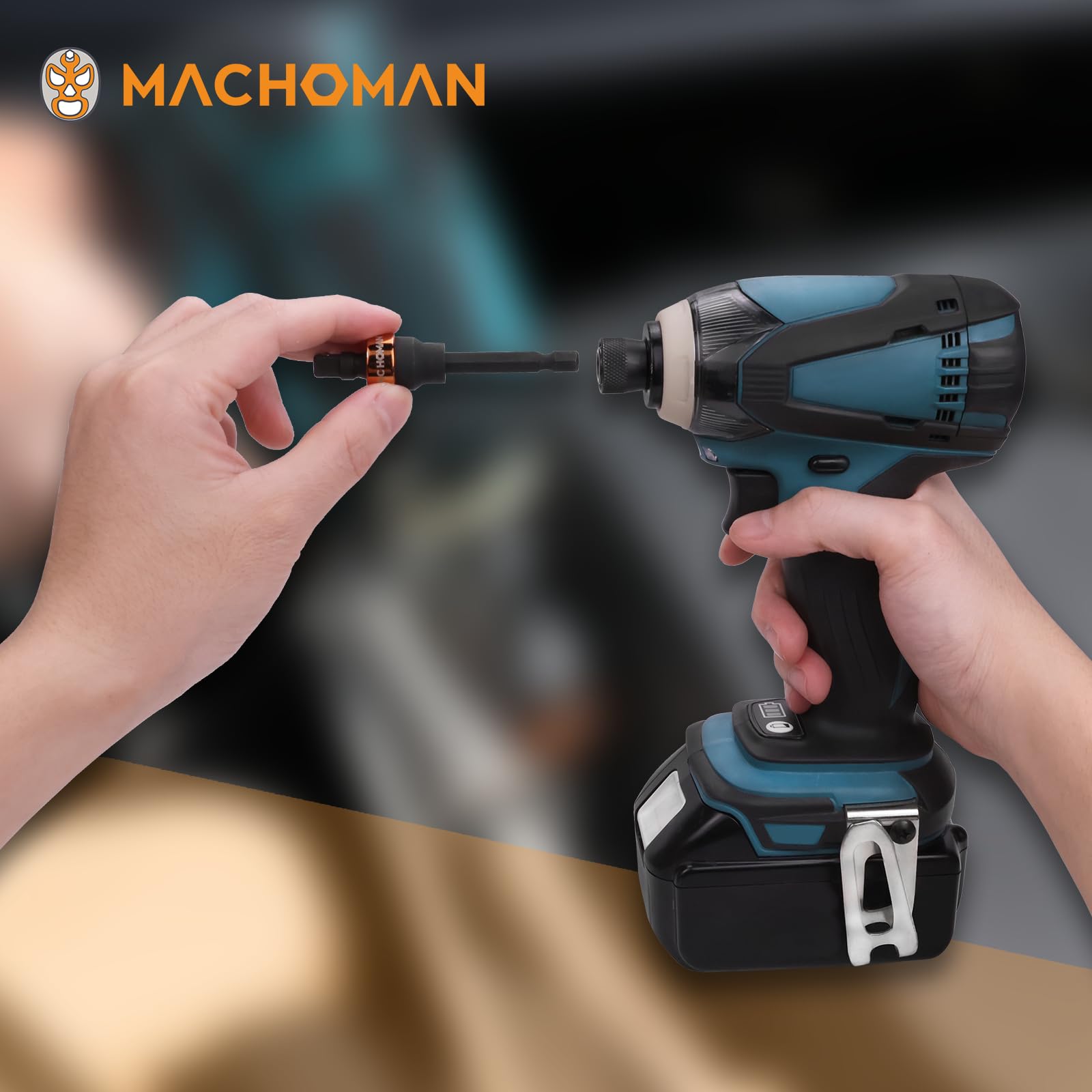 MACHOMAN EUJ201 Kardangelenk für Stecknuss 1/4 Zoll, Universalgelenk Adapter 360° für Bohrmaschine und Ratsche, aus Chrom-Molybdän-Stahl Cr-Mo mit Federkugel, für enge Stellen