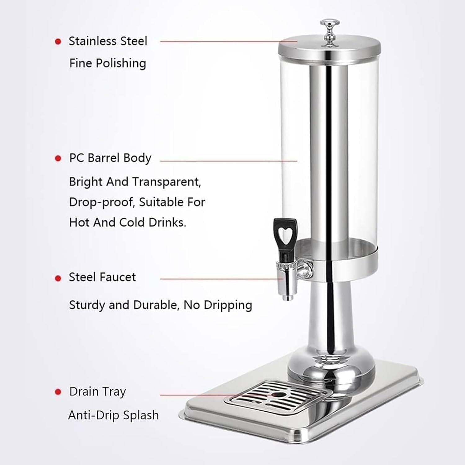 Dispensador de bebidas de autoservicio, dispensador de bebidas de 6 L/12 L con grifo, tanque transparente, fácil de limpiar, para restaurante, hogar, hotel, fiesta