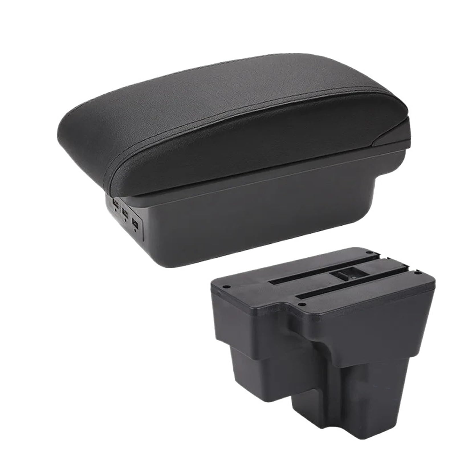 UMDJJU For KIA For RIO 2015 2016 2017 2018 2019 Car Armrest Retrofit Part Storage Box Accessorie Car Centre Console Armrest Box(B2 Black line 3USB)