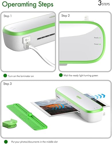 Miniatura 8 de Máquina laminadora, laminadora térmica silenciosa de 9 pulgadas con sistema completo para la escuela de oficina en casa